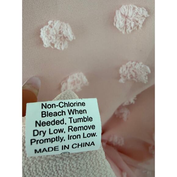 Blooming Lily Blush Pink Swiss Dot Sheer Blouse Medium Feminine Textured Top - Picture 7 of 8